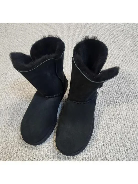 UGG Bailey Button II Classic Black Boots Size 10 - Picture 8 of 13